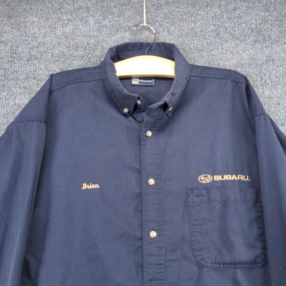 Blue Generation Mens Button Front Shirt Blue 2XL Embroidered Subaru Logo - Picture 3 of 15
